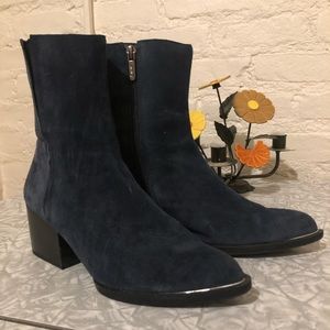 Circus by Sam Edelman Blue Suede Cowboy Ankle Boots Sz 6.5 / 36.5